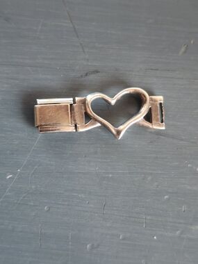 Vintage Silver Heart Bracelet Triple Italian Link Charm